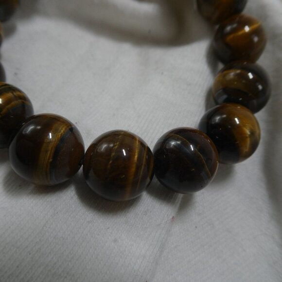 Tiger Eye Genuine Stone Round Beaded Bracelet - Picture 4 of 6